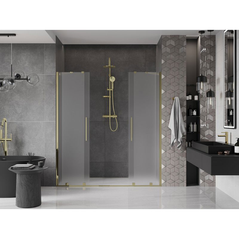 Mexen Velar Duo sliding shower doors 200 cm, frosted, gold - 871-200-000-32-50