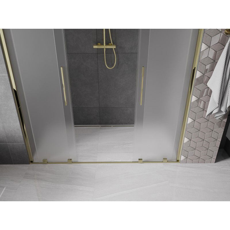 Mexen Velar Duo sliding shower doors 200 cm, frosted, gold - 871-200-000-32-50