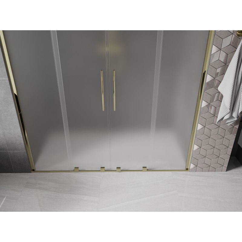 Mexen Velar Duo sliding shower doors 200 cm, frosted, gold - 871-200-000-32-50