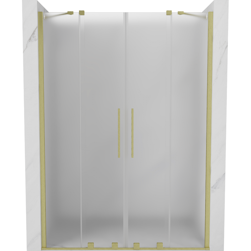 Mexen Velar Duo sliding shower door 140 cm, frost, brushed gold - 871-140-000-32-55