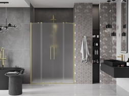 Mexen Velar Duo sliding shower door 150 cm, frost, brushed gold - 871-150-000-32-55