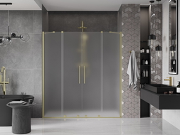 Mexen Velar Duo sliding shower door 200 cm, frosted, brushed gold - 871-200-000-32-55