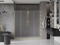 Mexen Velar Duo sliding shower doors 200 cm, frost, brushed gold - 871-200-000-32-55