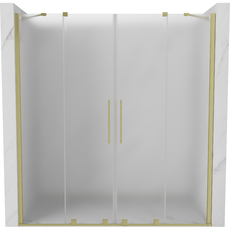 Mexen Velar Duo sliding shower door 200 cm, frosted, brushed gold - 871-200-000-32-55