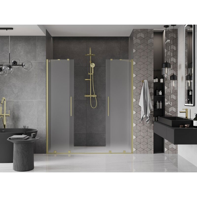 Mexen Velar Duo sliding shower doors 180 cm, frosted, brushed gold - 871-180-000-32-55