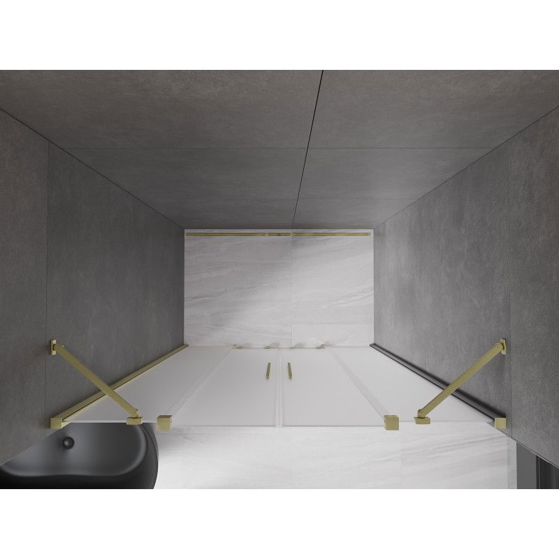 Mexen Velar Duo sliding shower door 160 cm, frosted, brushed gold - 871-160-000-32-55