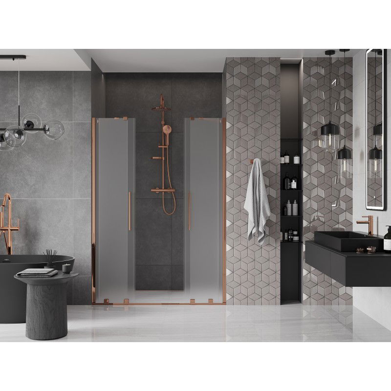 Mexen Velar Duo sliding shower door 150 cm, frost, rose gold - 871-150-000-32-60