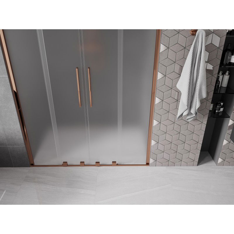 Mexen Velar Duo sliding shower doors 140 cm, frost, rose gold - 871-140-000-32-60