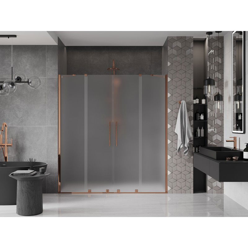 Mexen Velar Duo sliding shower door 200 cm, frost, rose gold - 871-200-000-32-60