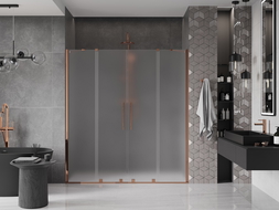 Mexen Velar Duo sliding shower doors 180 cm, frost, pink gold - 871-180-000-32-60