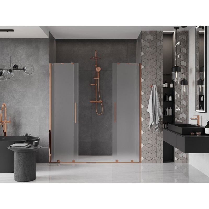 Mexen Velar Duo sliding shower door 200 cm, frost, rose gold - 871-200-000-32-60