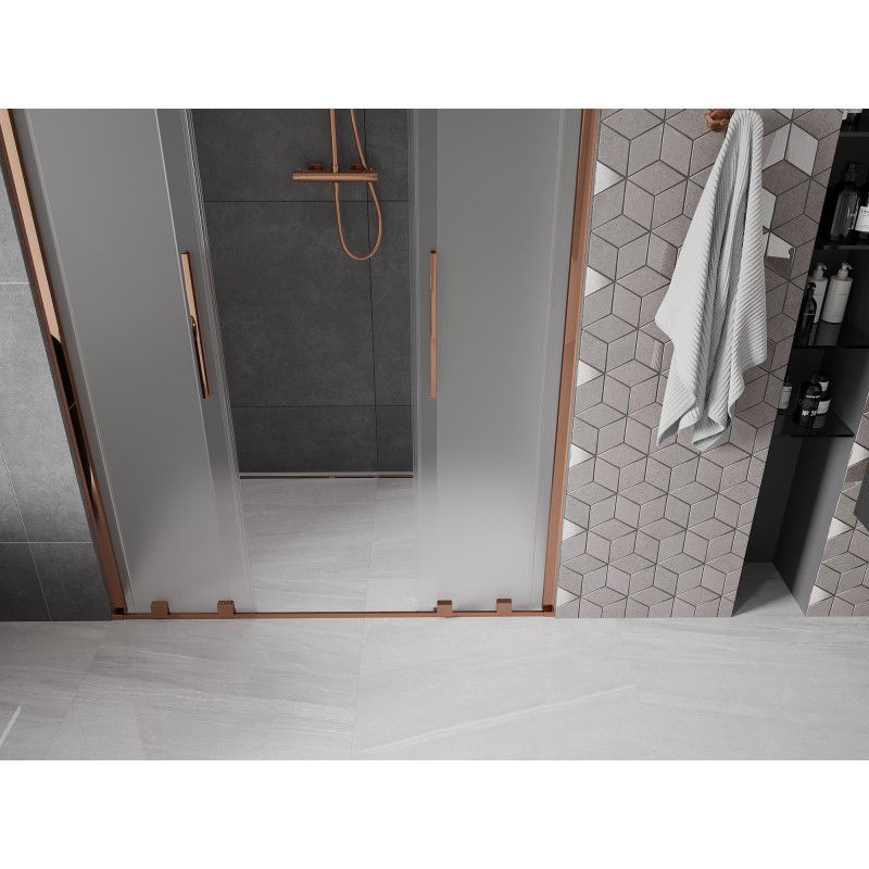 Mexen Velar Duo sliding shower door 160 cm, frost, rose gold - 871-160-000-32-60