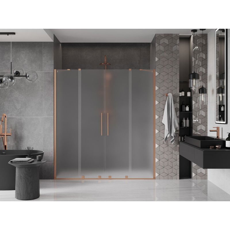 Mexen Velar Duo sliding shower door 170 cm, frosted, brushed copper - 871-170-000-32-65