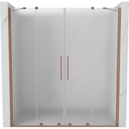 Mexen Velar Duo Sliding Shower Door 200 cm, Frosted, Brushed Copper - 871-200-000-32-65