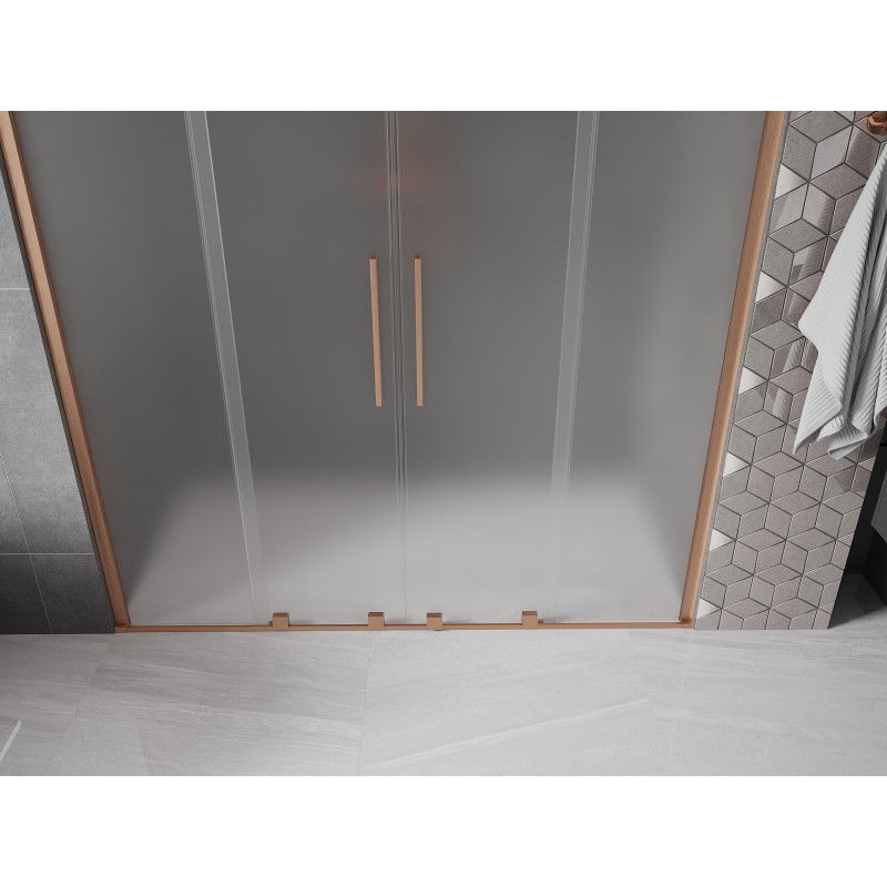 Mexen Velar Duo sliding shower door 170 cm, frosted, brushed copper - 871-170-000-32-65