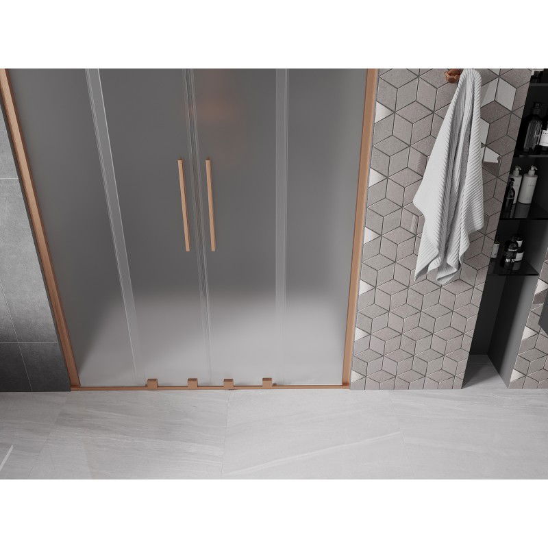 Mexen Velar Duo sliding shower doors 160 cm, frost, brushed copper - 871-160-000-32-65