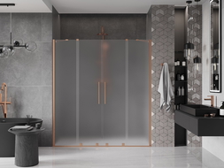 Mexen Velar Duo Sliding Shower Door 200 cm, Frosted, Brushed Copper - 871-200-000-32-65