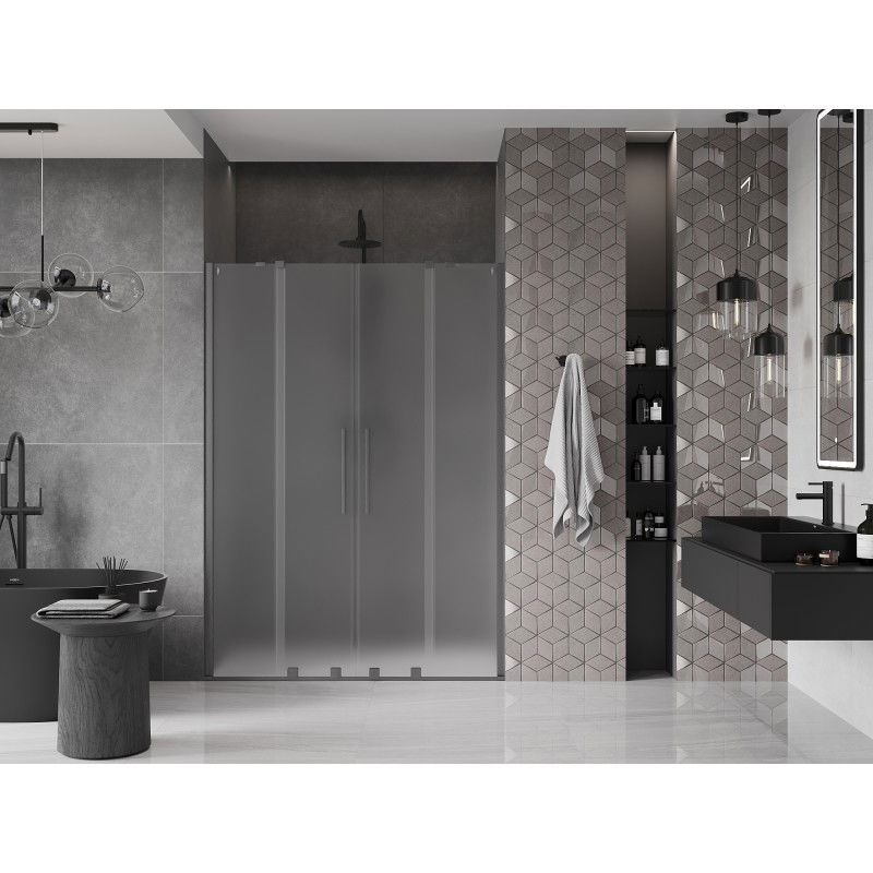 Mexen Velar Duo sliding shower doors 150 cm, frost, brushed gun gray - 871-150-000-32-66