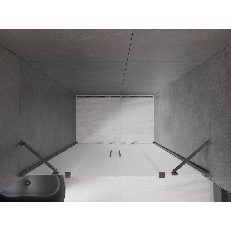 Mexen Velar Duo sliding shower doors 140 cm, frost, brushed gun gray - 871-140-000-32-66