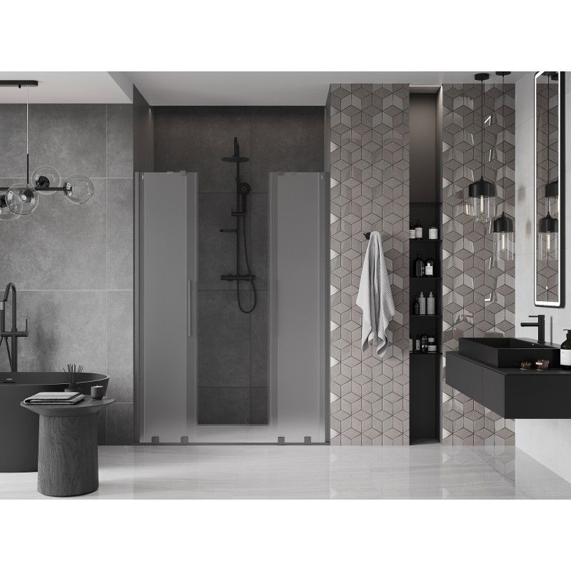 Mexen Velar Duo sliding shower doors 150 cm, frost, brushed gun gray - 871-150-000-32-66