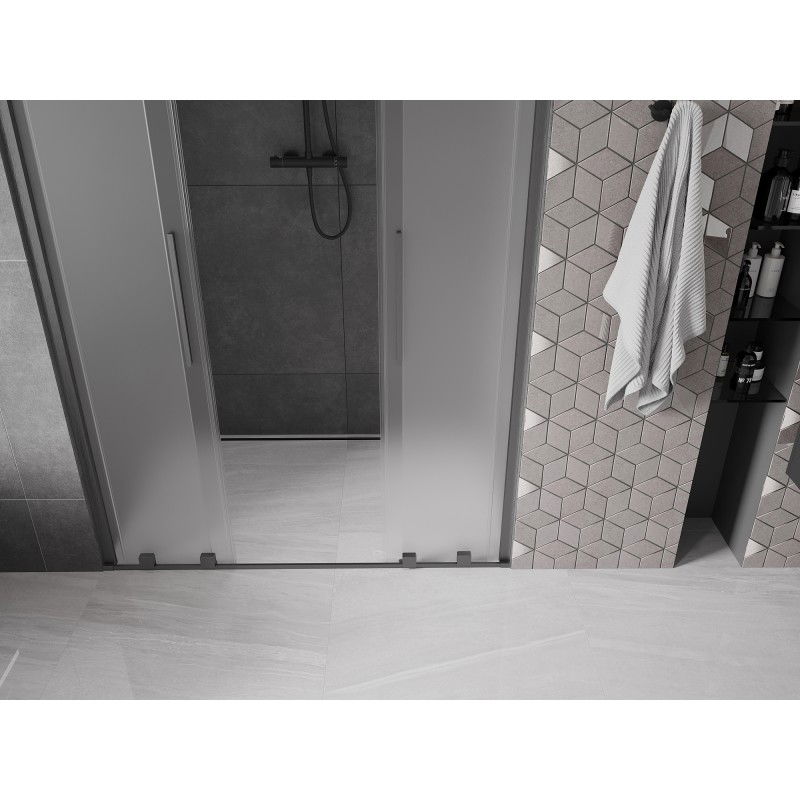 Mexen Velar Duo sliding shower doors 150 cm, frost, brushed gun gray - 871-150-000-32-66