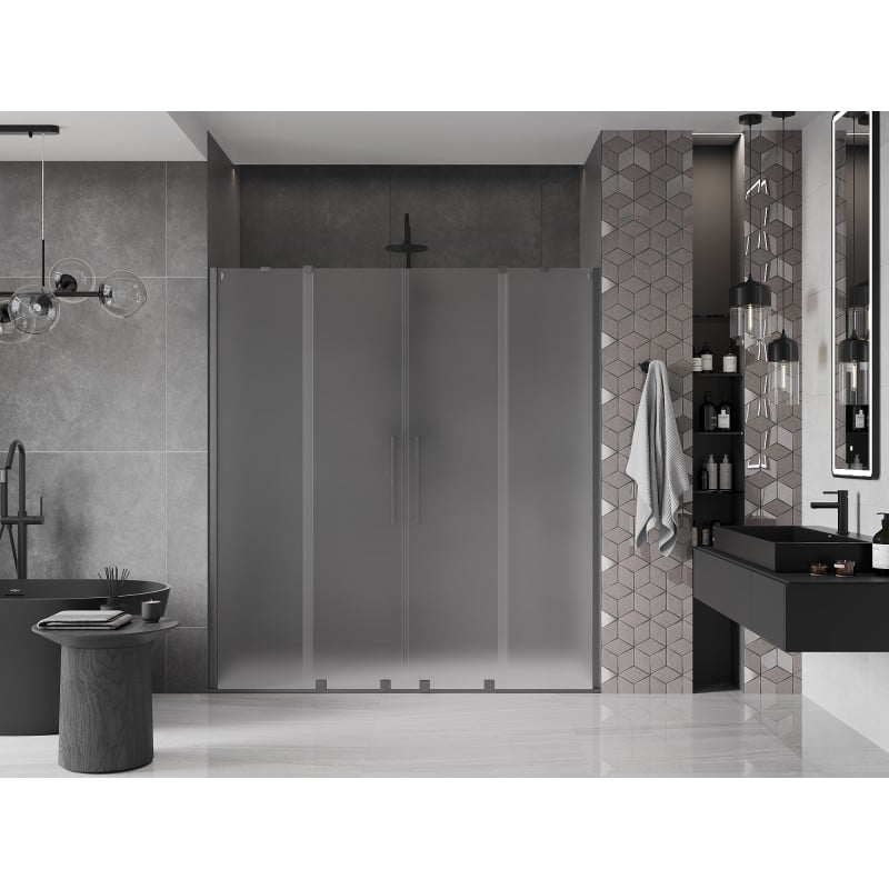 Mexen Velar Duo sliding shower door 170 cm, frosted, brushed gun gray - 871-170-000-32-66