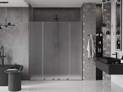 Mexen Velar Duo sliding shower door 170 cm, frosted, brushed gun gray - 871-170-000-32-66