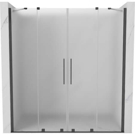 Mexen Velar Duo 180 cm sliding shower door, frosted, brushed gun gray - 871-180-000-32-66