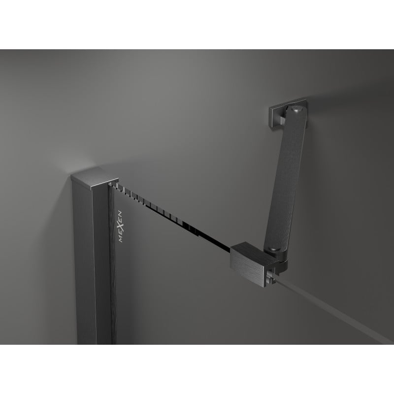 Mexen Velar Duo 180 cm sliding shower door, frosted, brushed gun gray - 871-180-000-32-66