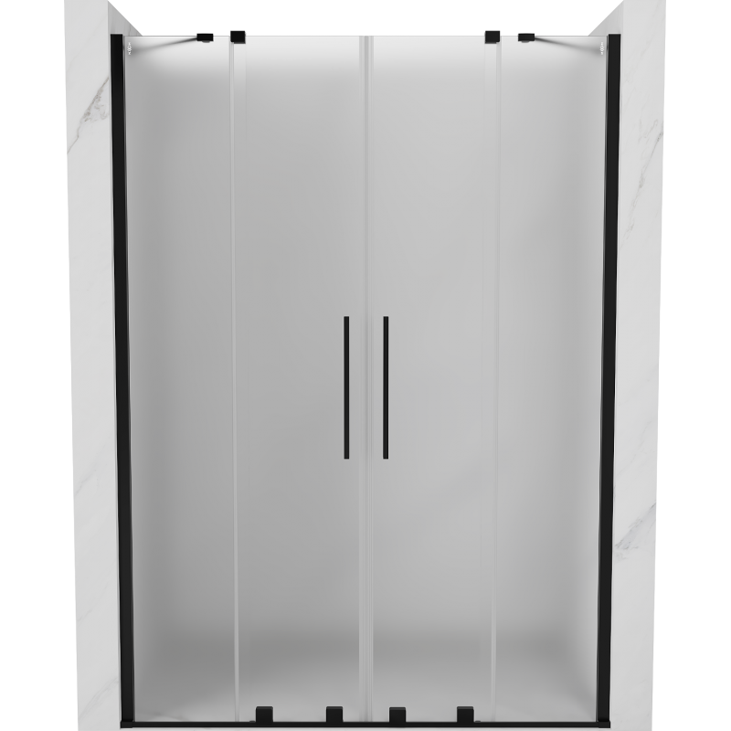 Mexen Velar Duo sliding shower door 140 cm, frosted, black - 871-140-000-32-70