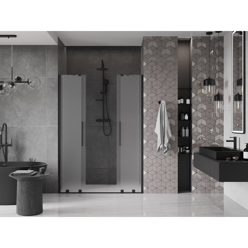 Mexen Velar Duo sliding shower door 140 cm, frost, black - 871-140-000-32-70