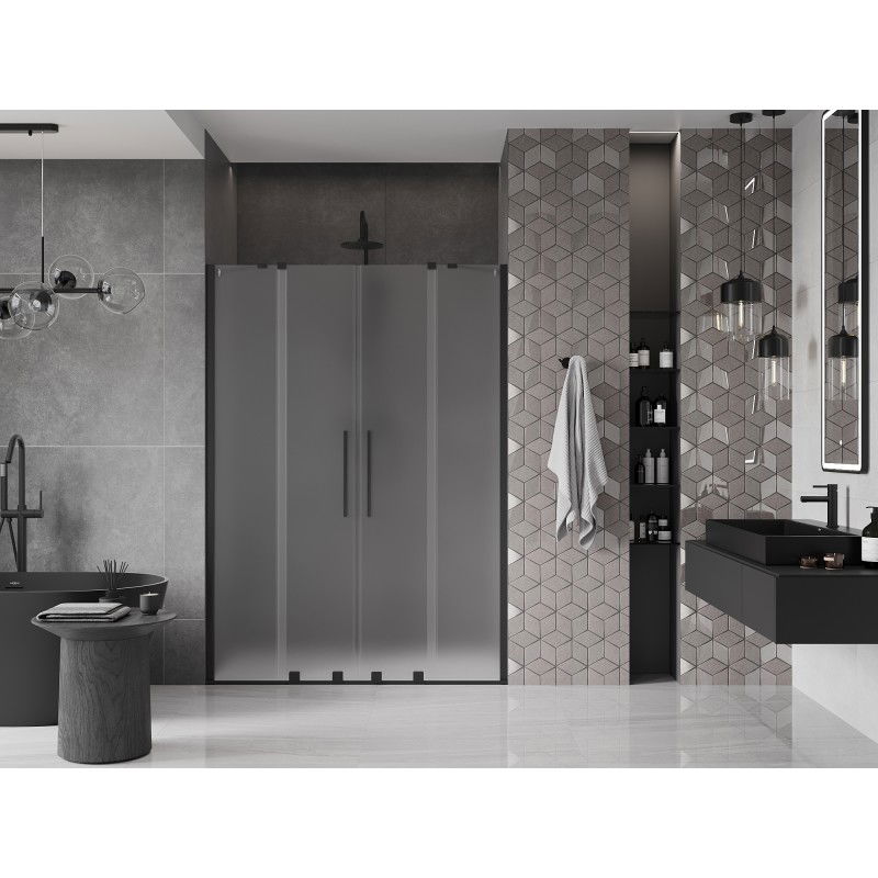 Mexen Velar Duo sliding shower doors 160 cm, frosted, black - 871-160-000-32-70