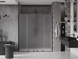 Mexen Velar Duo sliding shower door 180 cm, frosted, black - 871-180-000-32-70