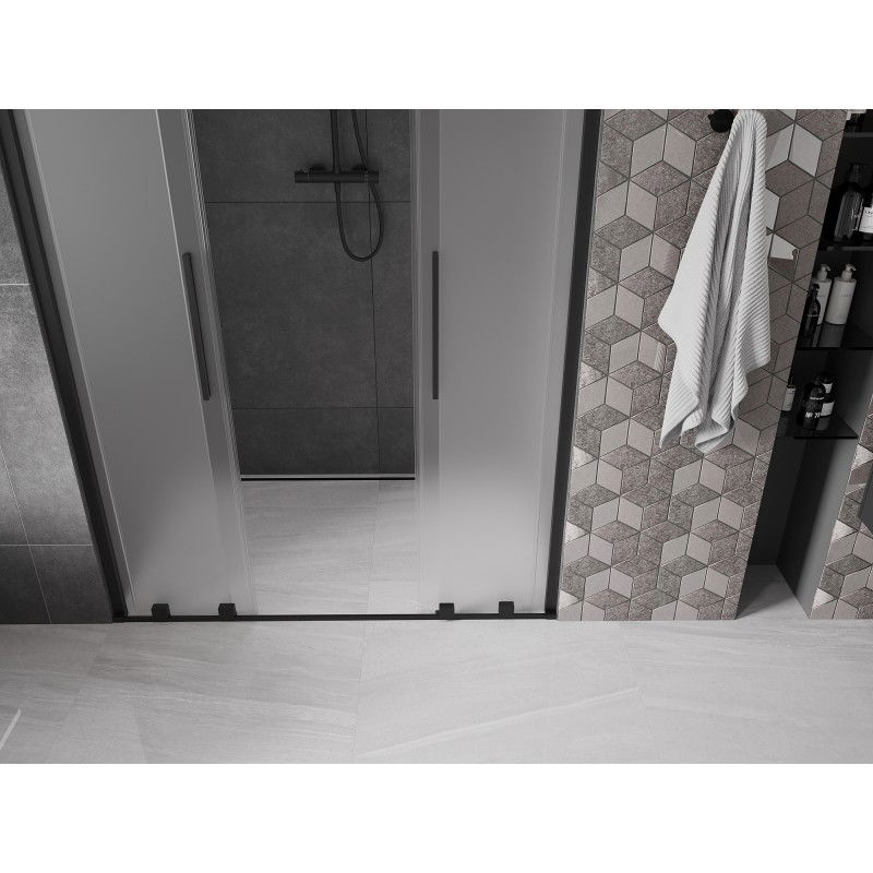 Mexen Velar Duo sliding shower doors 160 cm, frosted, black - 871-160-000-32-70