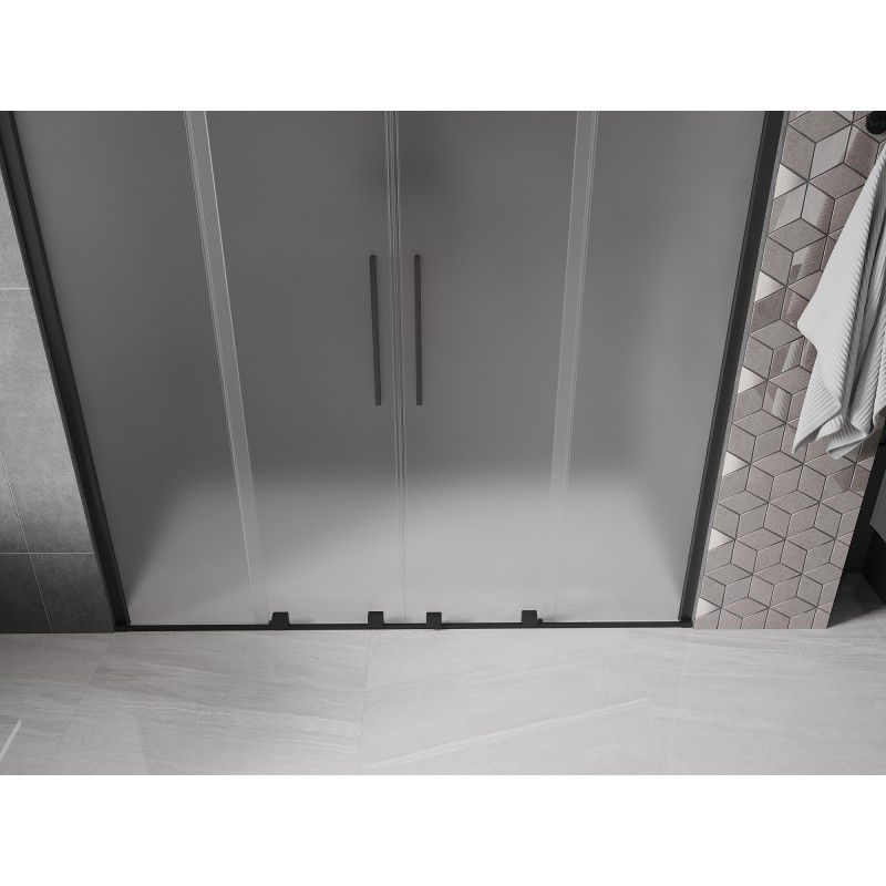 Mexen Velar Duo 200 cm Sliding Shower Door, Frosted, Black - 871-200-000-32-70