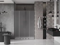 Mexen Velar Duo sliding shower door 140 cm, frosted, gun metal - 871-140-000-32-95