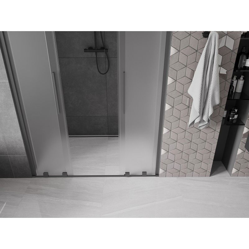 Mexen Velar Duo sliding shower door 140 cm, frosted, gun metal - 871-140-000-32-95