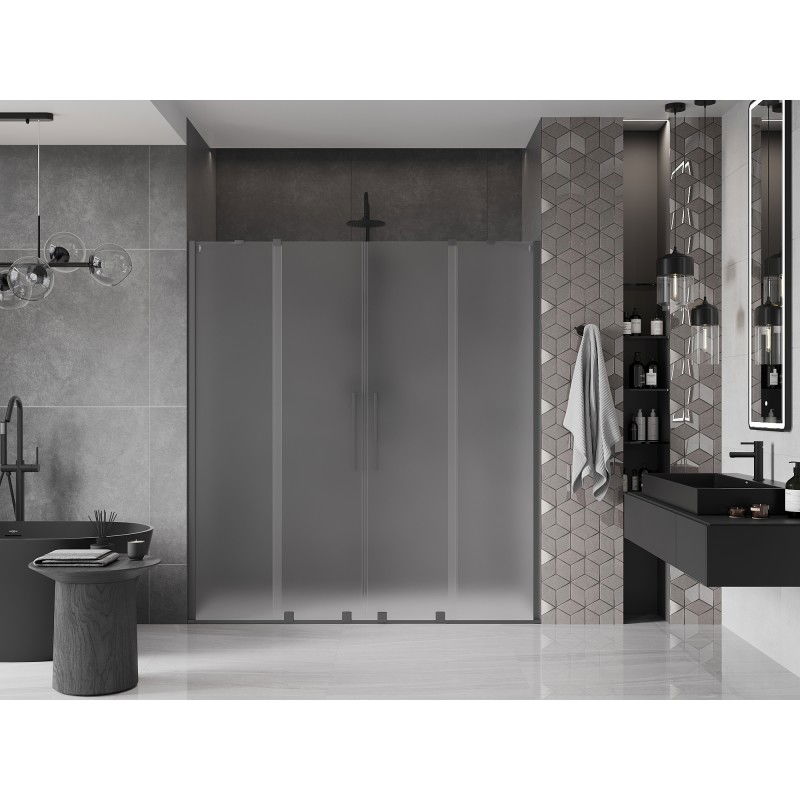 Mexen Velar Duo sliding shower doors 180 cm, frost, gun metal - 871-180-000-32-95
