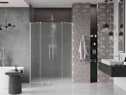 Mexen Velar Duo sliding shower doors 140 cm, frost, brushed nickel - 871-140-000-32-97