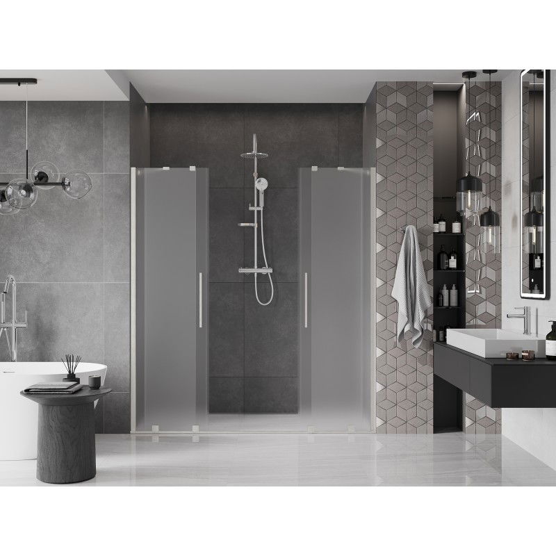 Mexen Velar Duo sliding shower door 200 cm, frosted, brushed nickel - 871-200-000-32-97