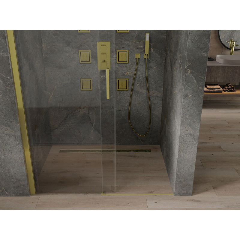 Mexen Omega sliding shower door 130 cm, transparent, gold - 825-130-000-50-00