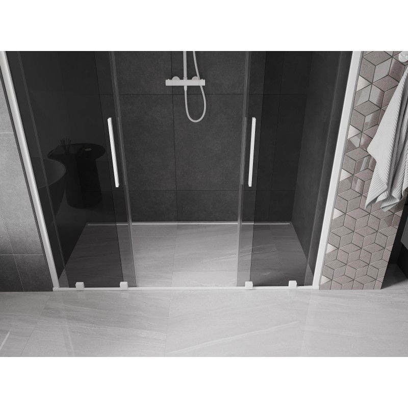Mexen Velar Duo sliding shower doors 180 cm, graphite, white - 871-180-000-42-20