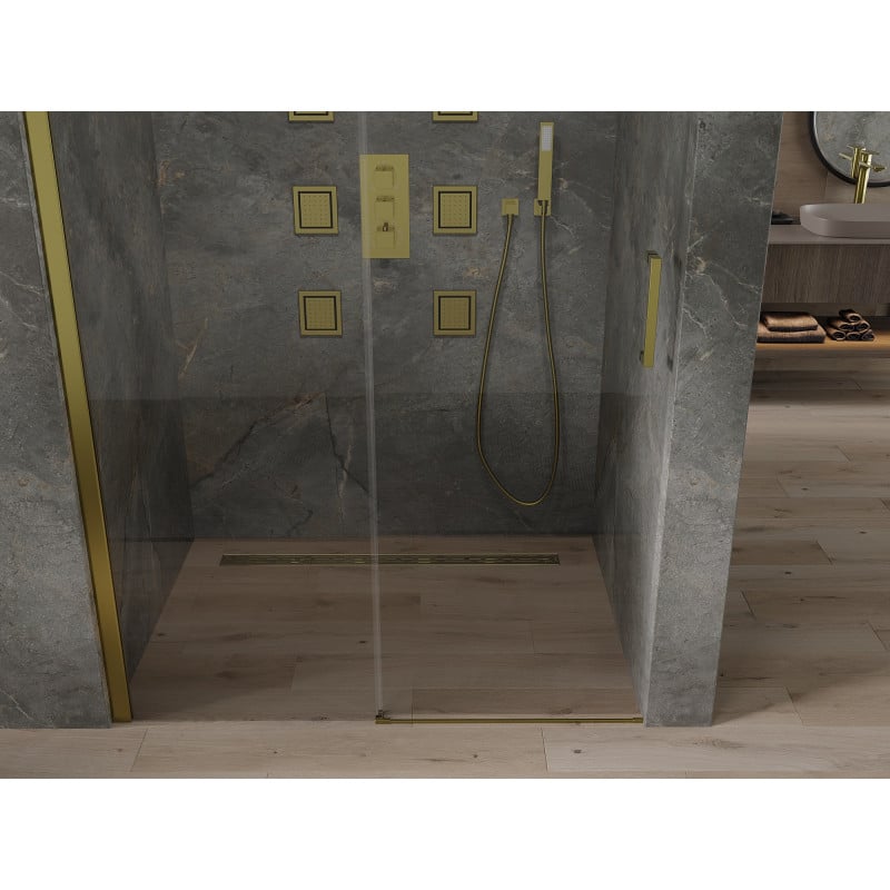 Mexen Omega 130 cm sliding shower door, transparent, gold - 825-130-000-50-00
