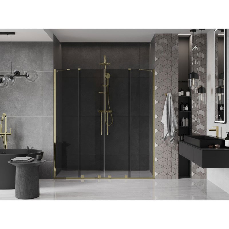 Mexen Velar Duo sliding shower door 170 cm, graphite, gold - 871-170-000-42-50