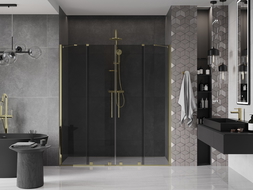 Mexen Velar Duo sliding shower door 170 cm, graphite, gold - 871-170-000-42-50