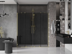 Mexen Velar Duo sliding shower door 180 cm, graphite, gold - 871-180-000-42-50