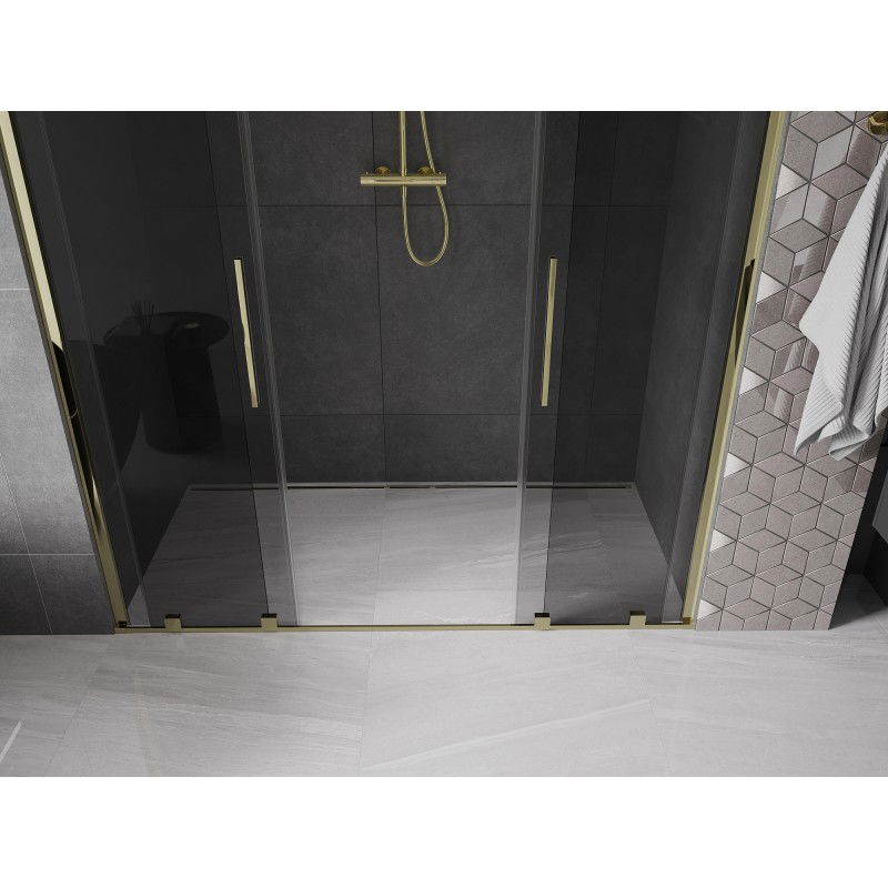 Mexen Velar Duo sliding shower doors 200 cm, graphite, gold - 871-200-000-42-50