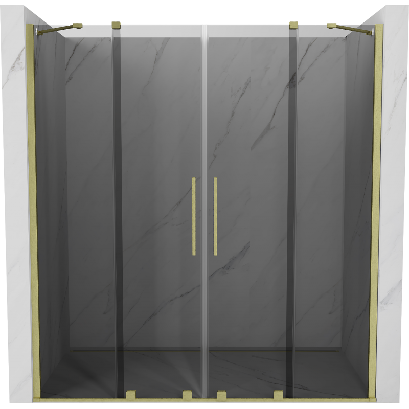 Mexen Velar Duo sliding shower doors 180 cm, graphite, brushed gold - 871-180-000-42-55