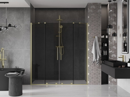Mexen Velar Duo sliding shower doors 180 cm, graphite, brushed gold - 871-180-000-42-55