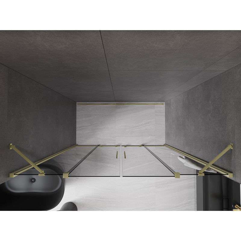 Mexen Velar Duo sliding shower doors 180 cm, graphite, brushed gold - 871-180-000-42-55